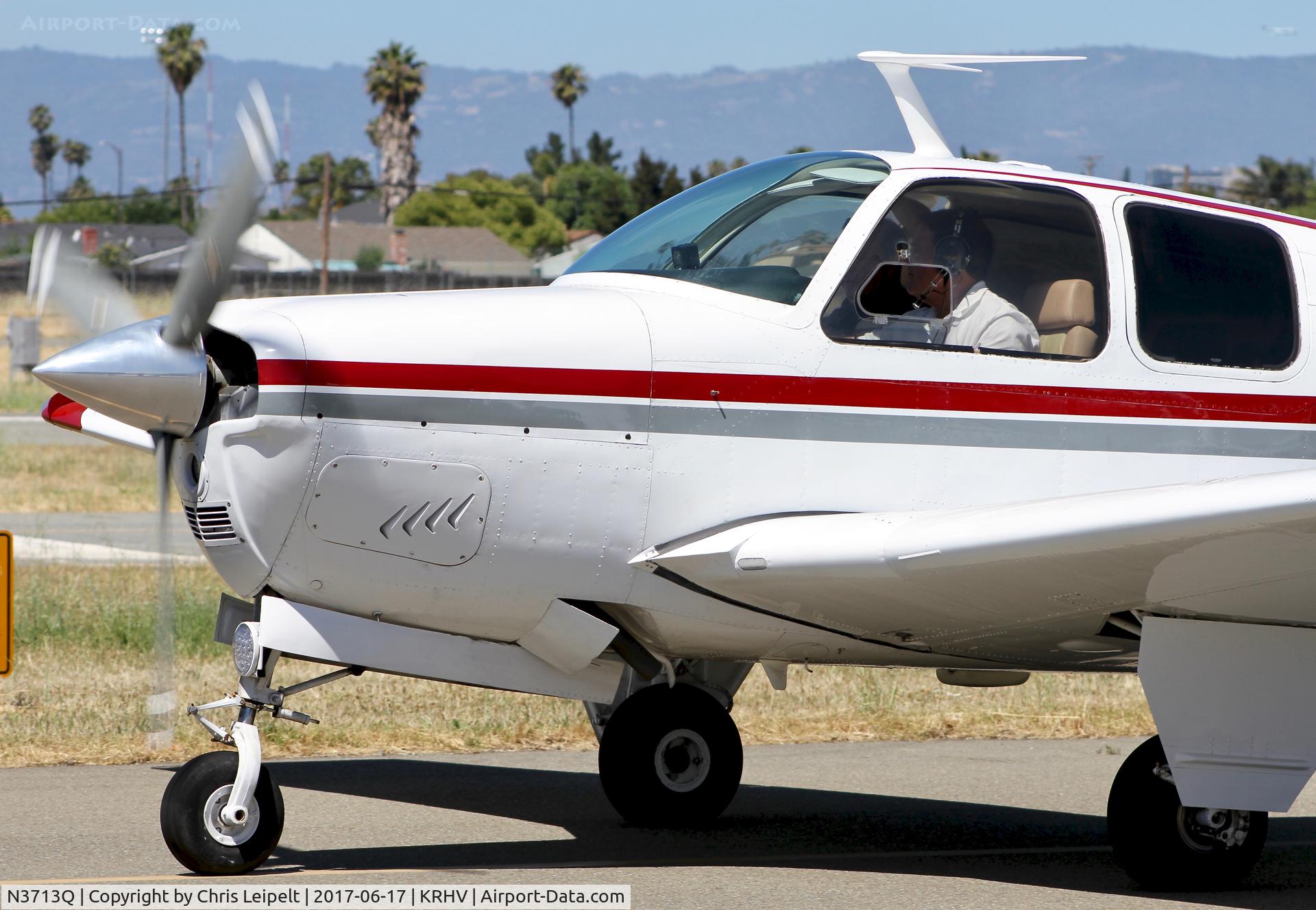 N3713Q, 1966 Beech V35 Bonanza C/N D-8370, Southern California based 1966 Beechcraft V35 Bonanza taxing out for departure at Reid Hillview Airport, San Jose, CA.
