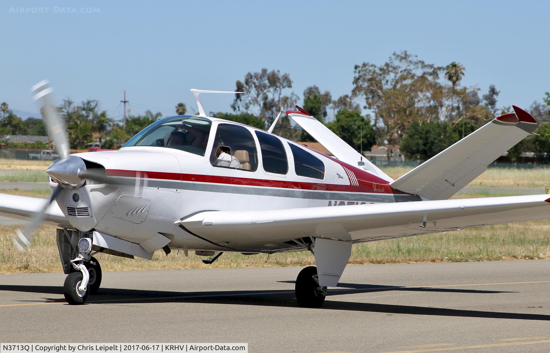 N3713Q, 1966 Beech V35 Bonanza C/N D-8370, Southern California based 1966 Beechcraft V35 Bonanza taxing out for departure at Reid Hillview Airport, San Jose, CA.