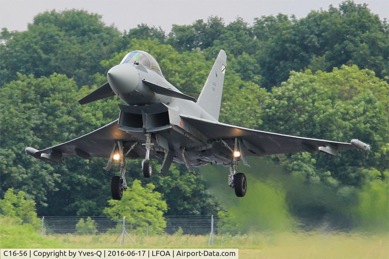 C16-56, Eurofighter EF-2000 Typhoon S C/N SS038, Spanish Air Force Eurofighter EF-2000 Typhoon S, Landing rwy 24, Avord Air Base 702 (LFOA) Open day 2016