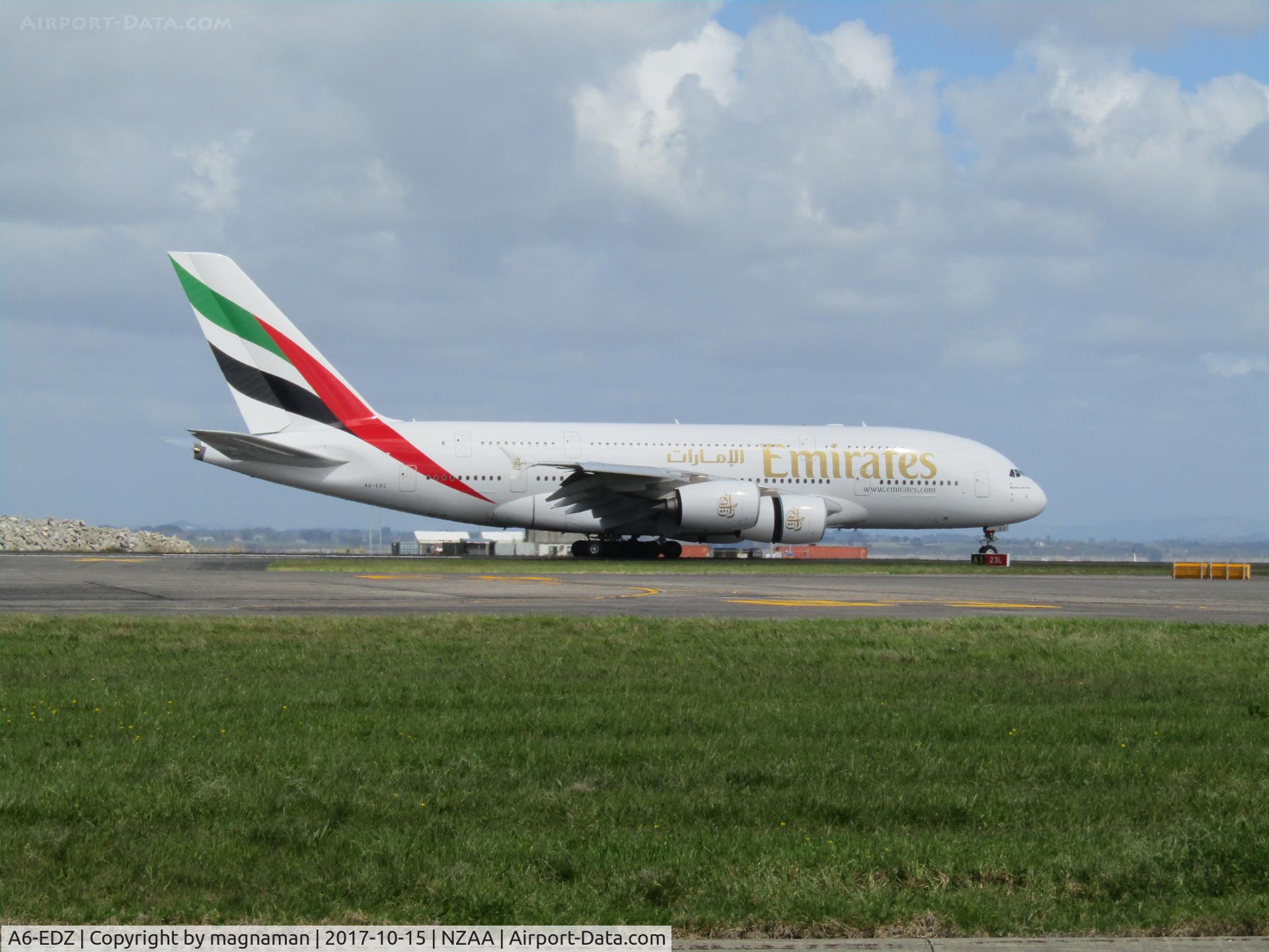 A6-EDZ, 2012 Airbus A380-861 C/N 107, just touched down at AKL