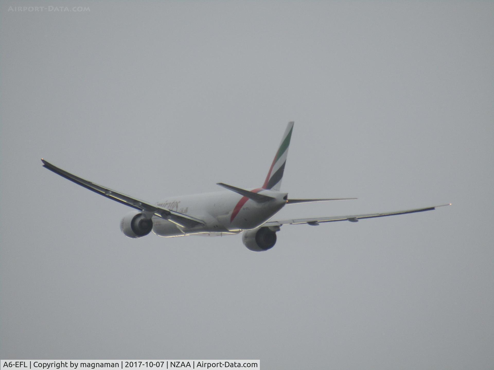 A6-EFL, 2013 Boeing 777-F1H C/N 42230, leaving AKL