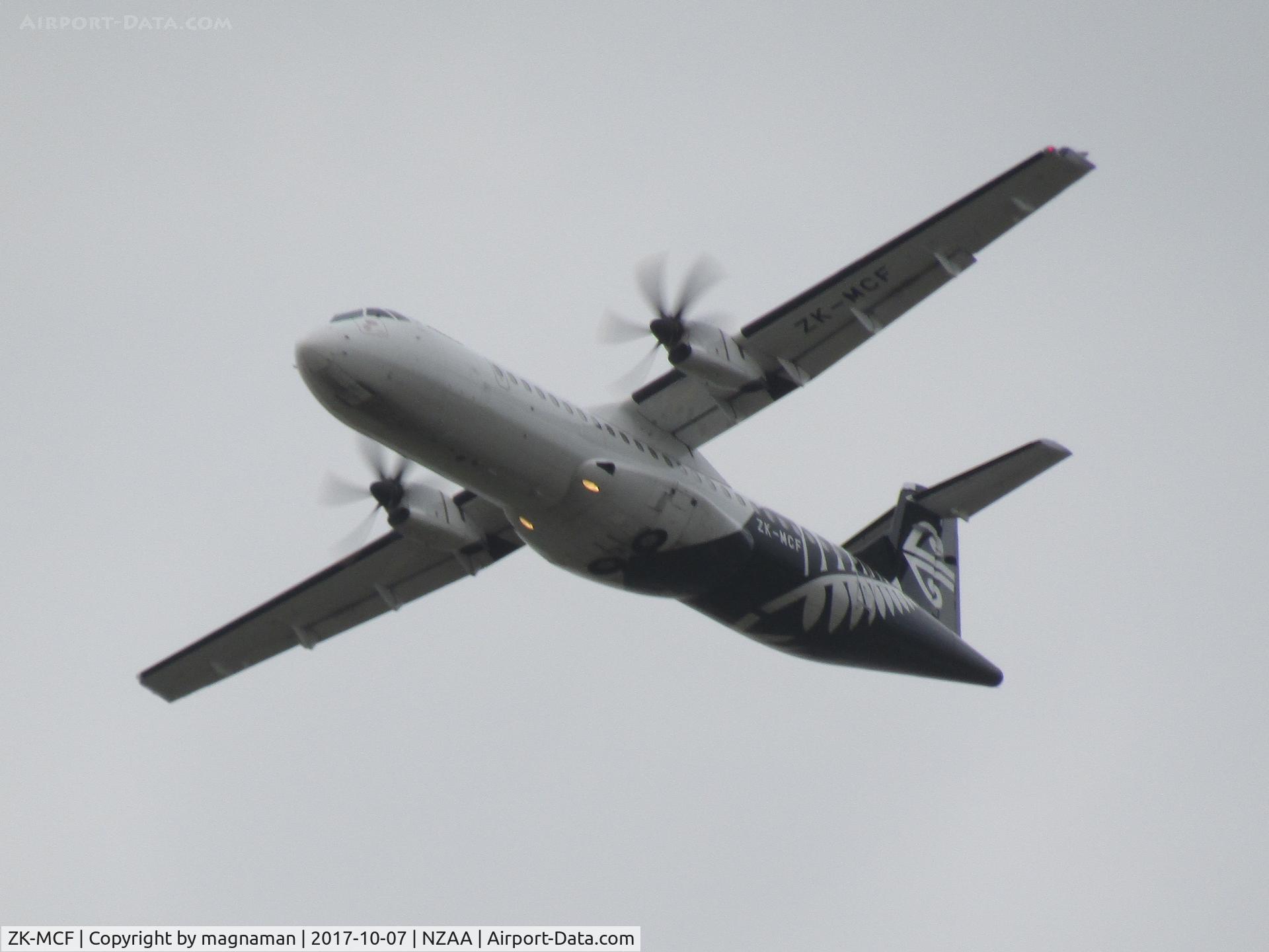 ZK-MCF, 1999 ATR 72-212A C/N 600, leaving gloomy auckland