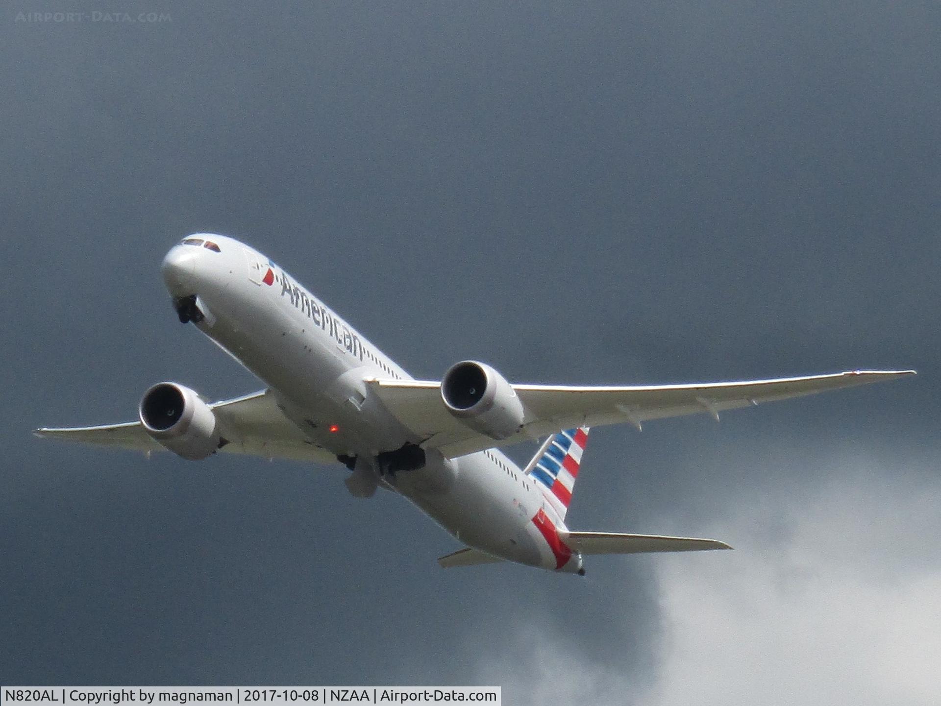 N820AL, 2016 Boeing 787-9 Dreamliner C/N 40639, departing akl