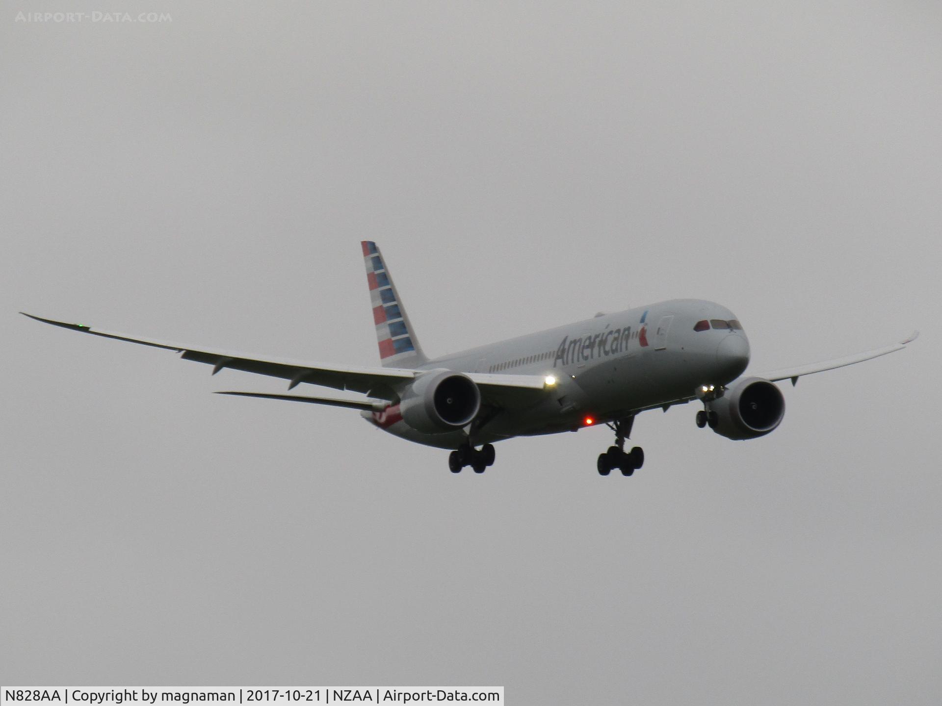 N828AA, 2017 Boeing 787-9 Dreamliner Dreamliner C/N 40648, on finals to AKL
