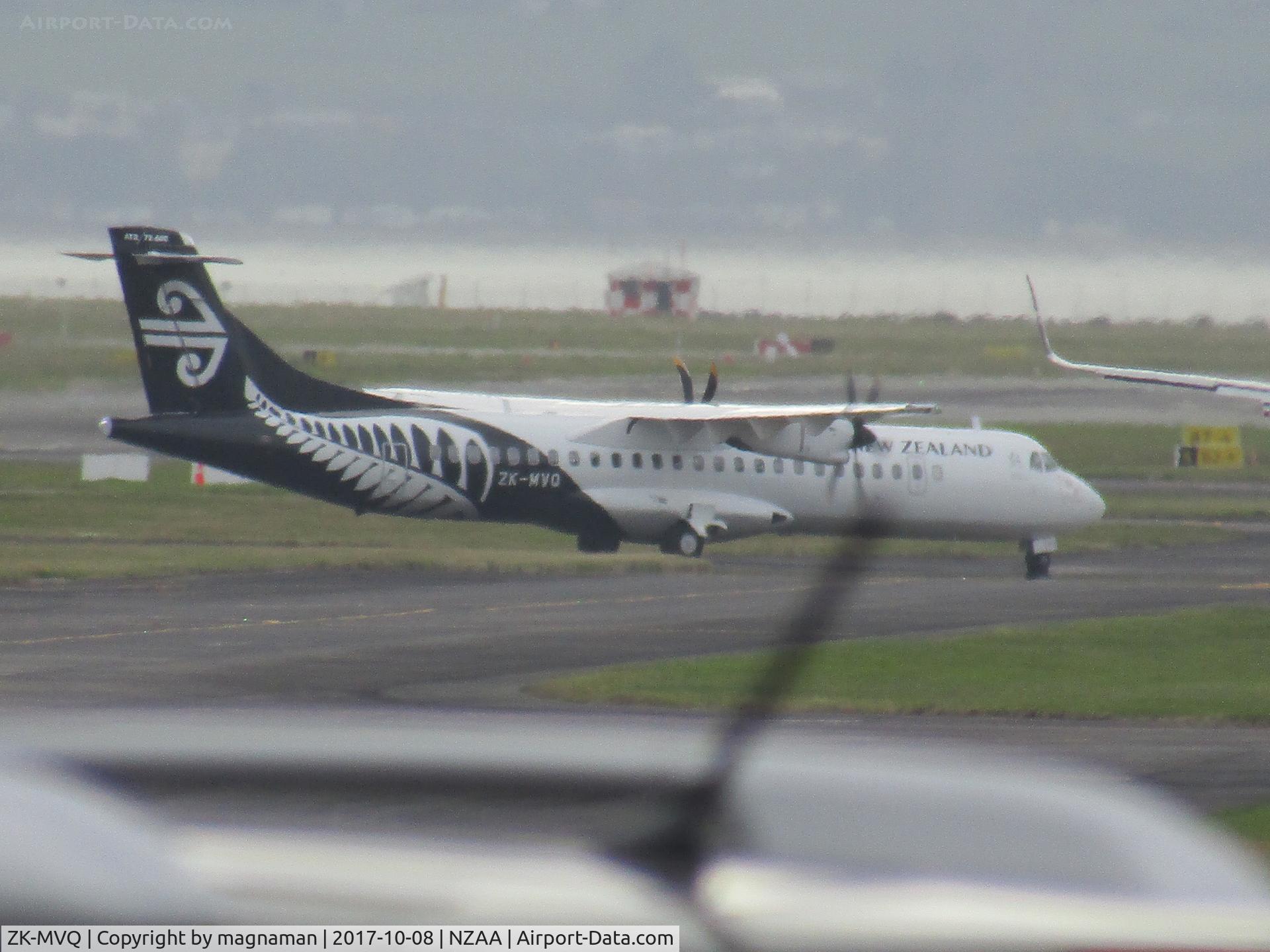 ZK-MVQ, 2017 ATR 72-212A C/N 1451, newish to fleet and new to me - hence long range fuzzy photo from car park in high wind!