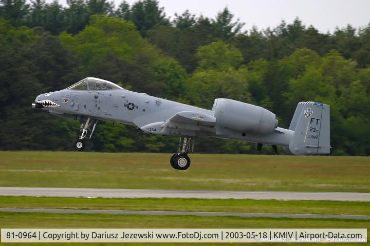 81-0964, 1981 Fairchild Republic A-10A Thunderbolt II C/N A10-0659, A-10A Thunderbolt II 81-0964 from FT 74th FS 'Flying Tigers' FS 23rd FG, Pope AFB