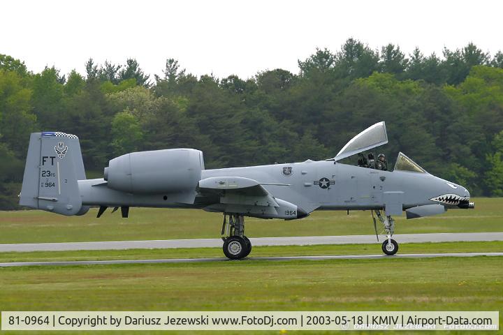 81-0964, 1981 Fairchild Republic A-10A Thunderbolt II C/N A10-0659, A-10A Thunderbolt II 81-0964 from FT 74th FS 'Flying Tigers' FS 23rd FG, Pope AFB