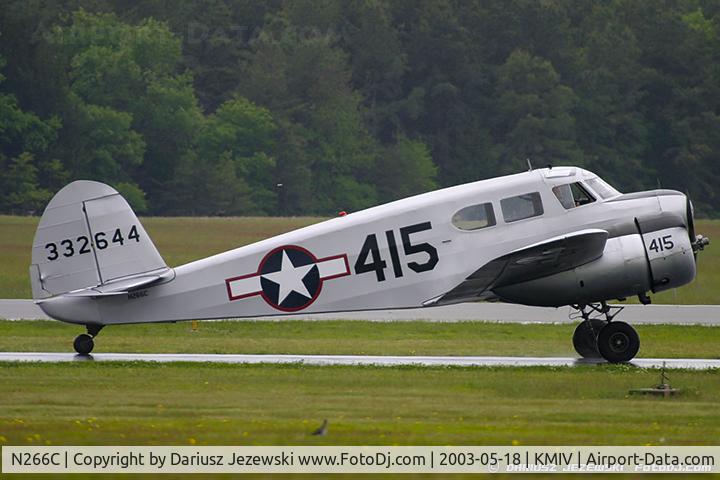 N266C, 1943 Cessna UC-78B (T-50) Bobcat C/N 6582, Cessna T-50 C/N 6582, N266C