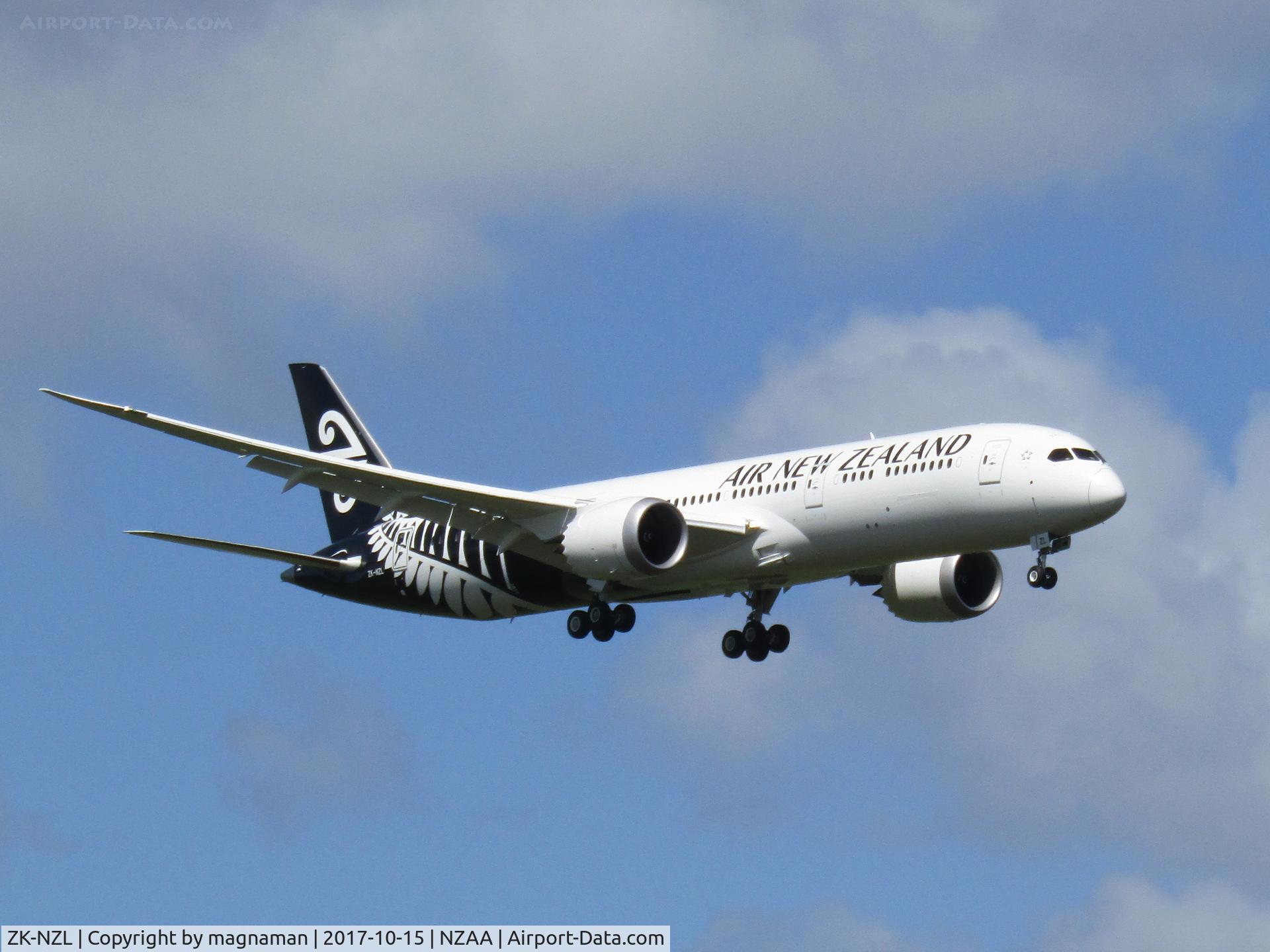 ZK-NZL, 2017 Boeing 787-9 Dreamliner Dreamliner C/N 43218, in from sydney for first time