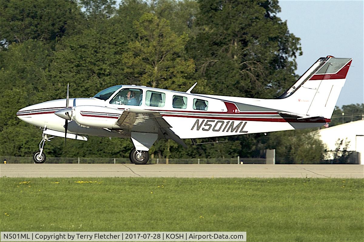 N501ML, 1970 Beech 58 Baron C/N TH-72, at 2017 EAA AirVenture at Oshkosh
