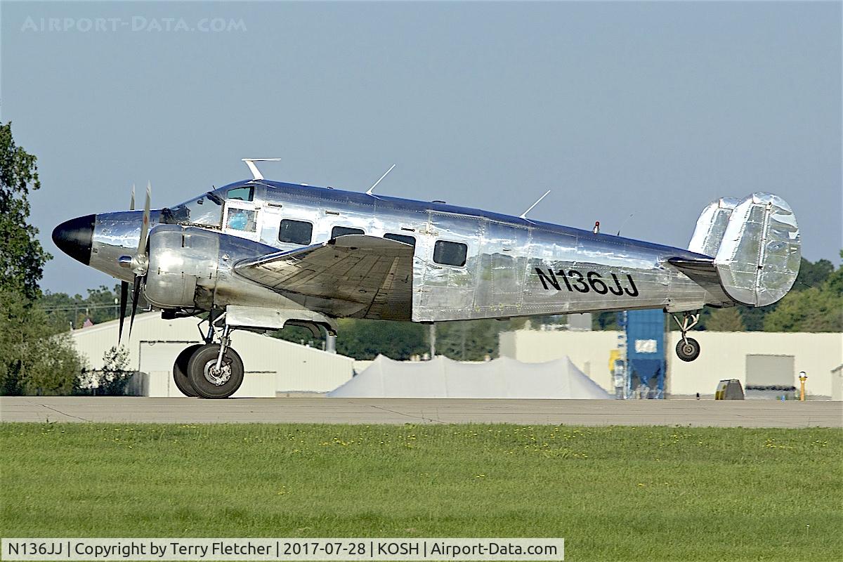 N136JJ, 1957 Beech E18S C/N BA-318, at 2017 EAA AirVenture at Oshkosh