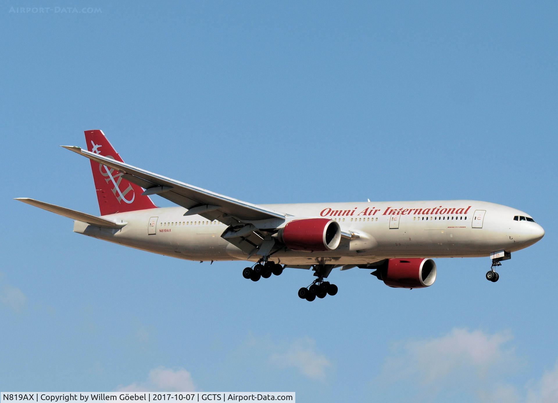 N819AX, 2004 Boeing 777-2U8 C/N 33681, Landing on TFS airport of Tenerife