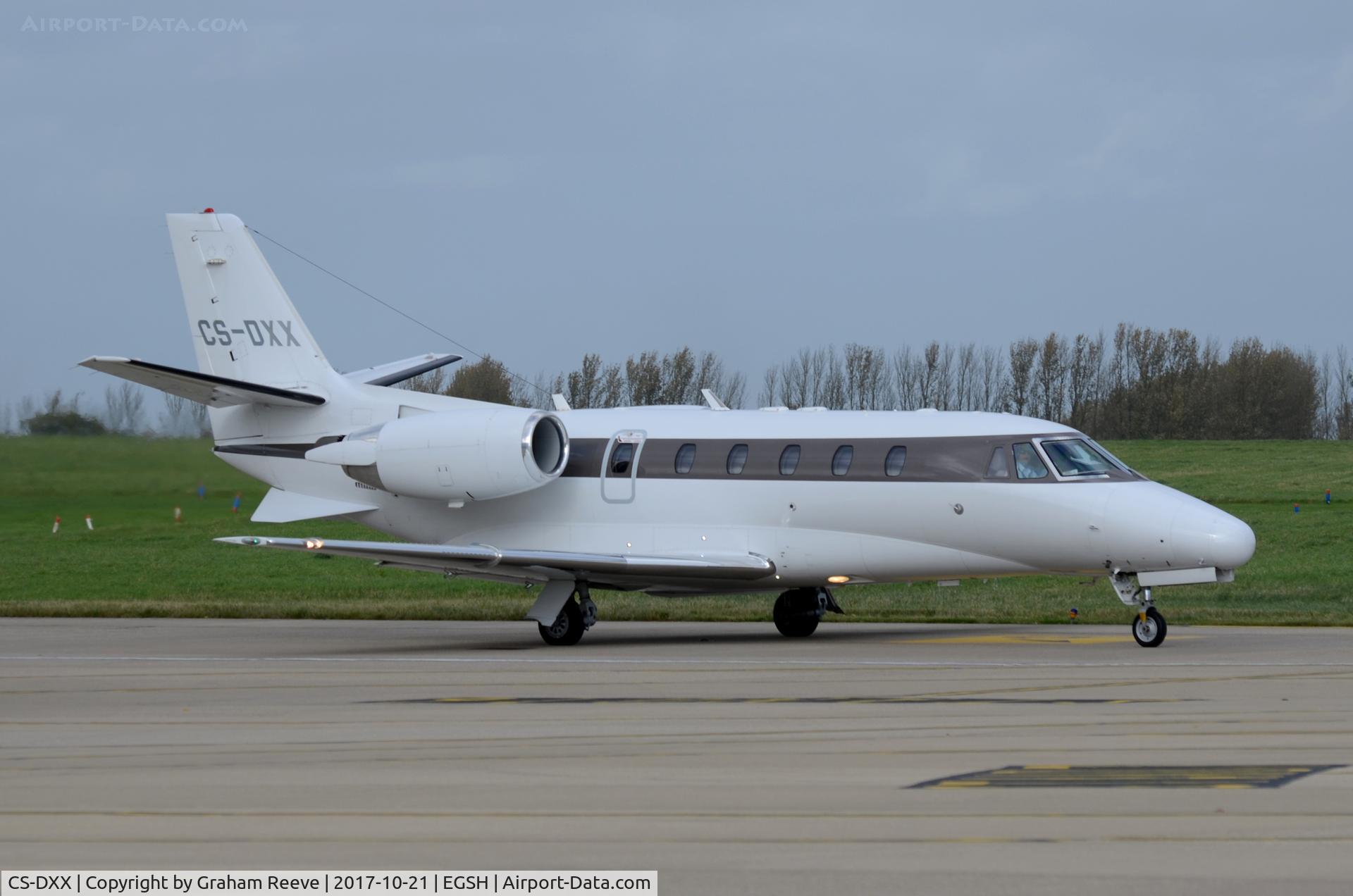 CS-DXX, 2008 Cessna 560XL Citation XLS C/N 560-5789, Departing from Norwich.