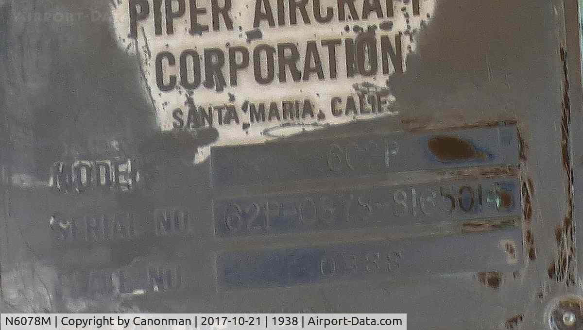 N6078M, 1981 Piper Aerostar 602P C/N 62P08788165014, Construction number