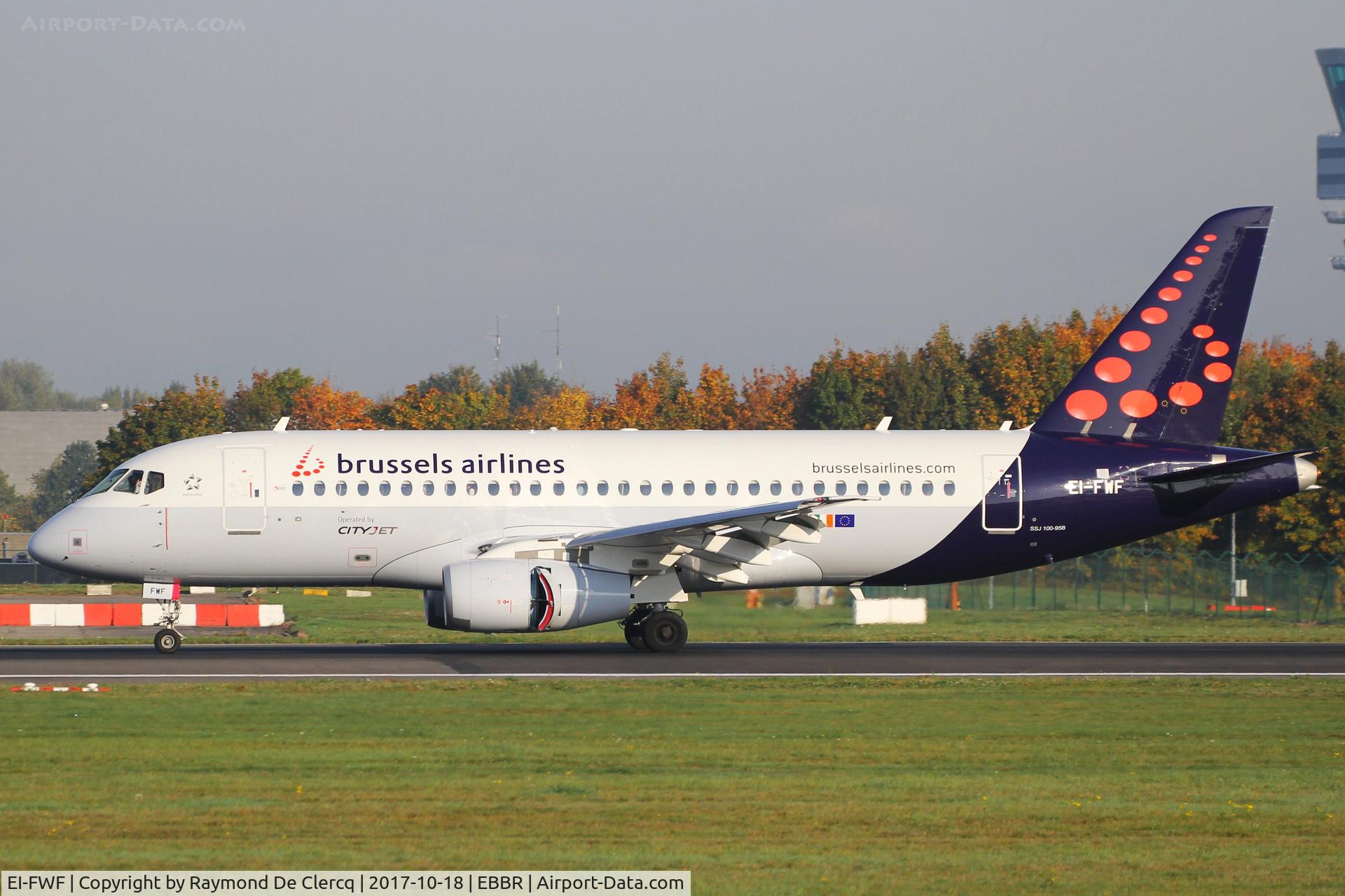 EI-FWF, 2016 Sukhoi Superjet 100-95B C/N 95118, Landing at Brussels.