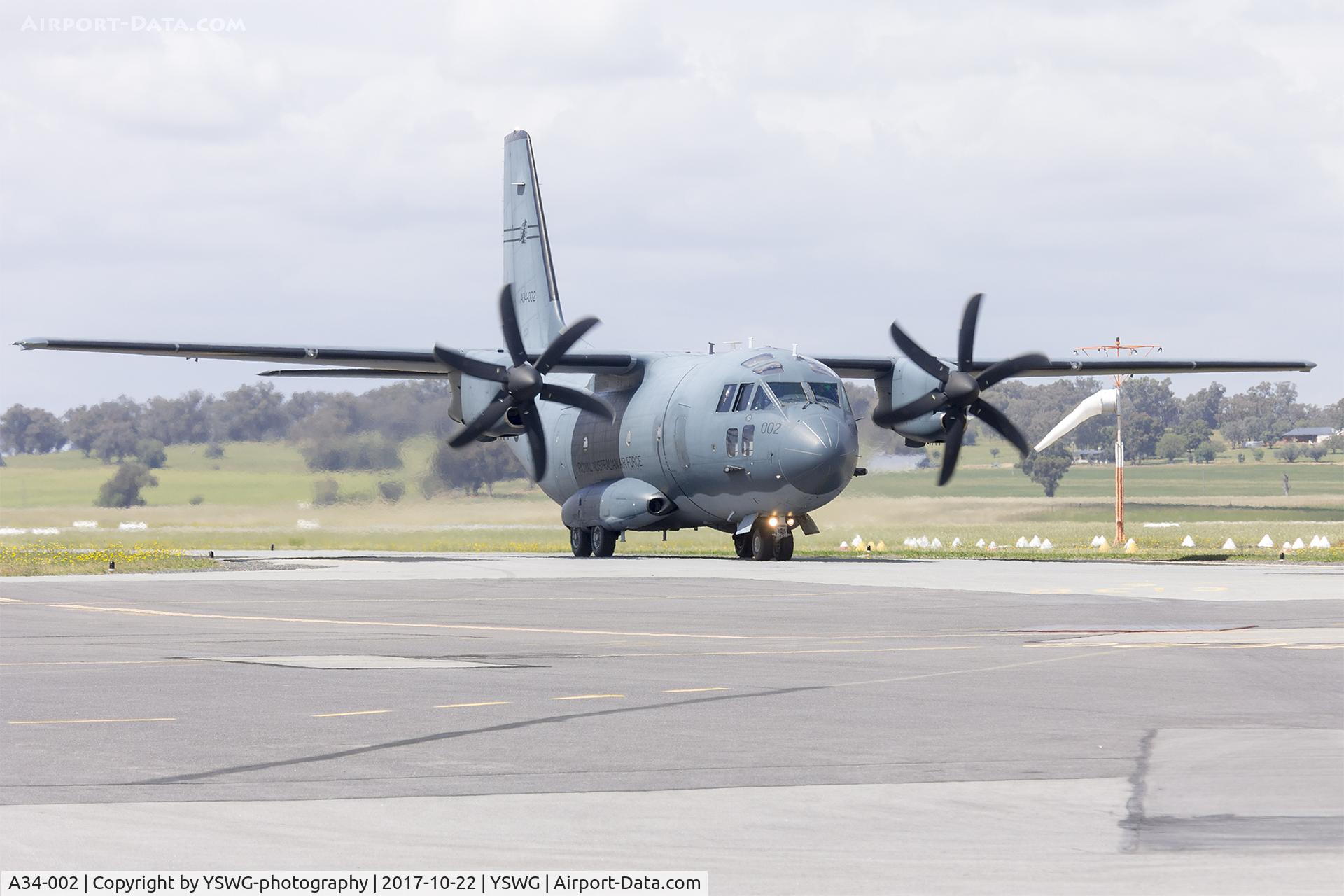 A34-002, 2014 Alenia C-27J Spartan C/N 4181/AUS02, Royal Australian Air Force (A34-002) Alenia C-27J Spartan taxiing at Wagga Wagga Airport
