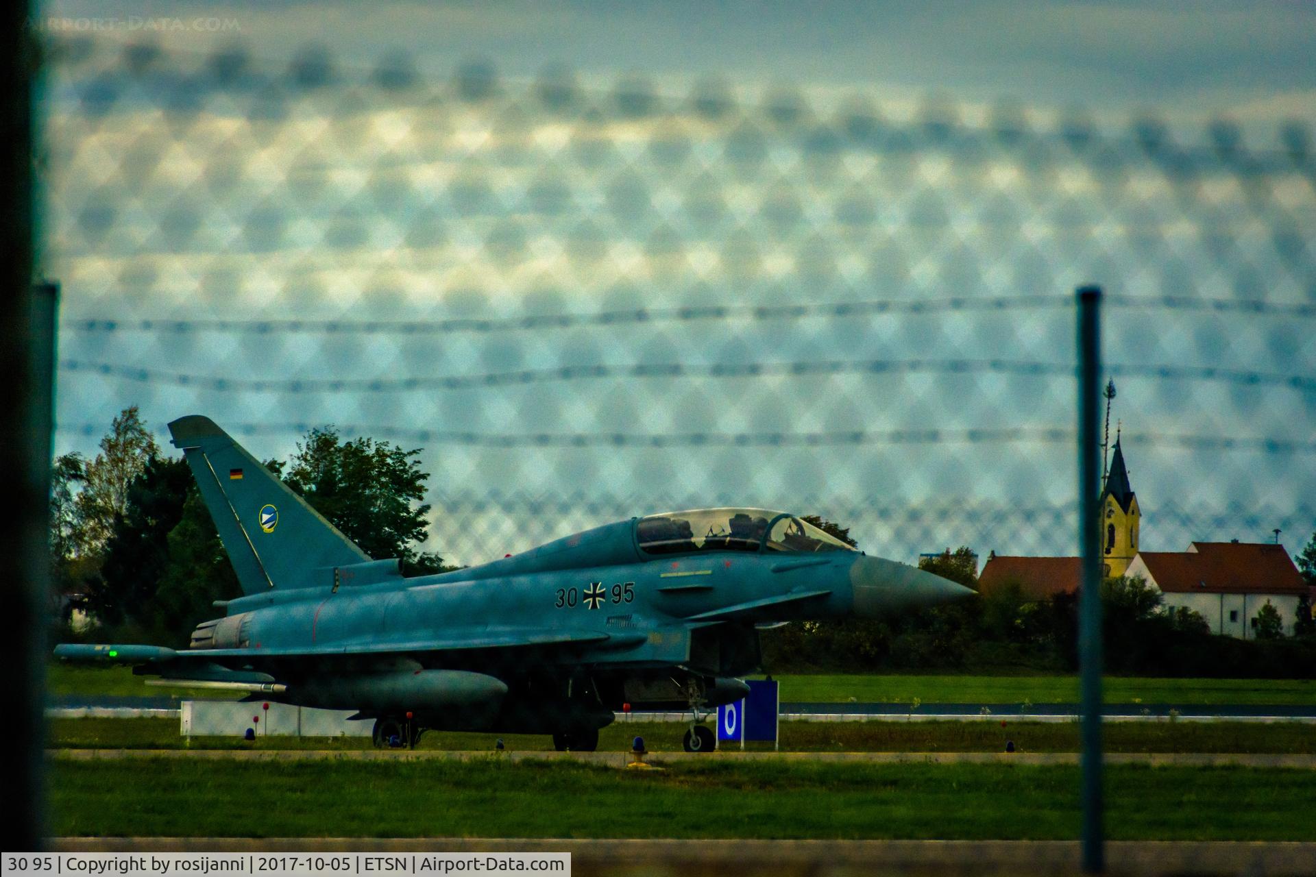30 95, Eurofighter EF-2000 Typhoon T C/N GT022, Twin-Seater Typhoon on taxiway after training exercise.
