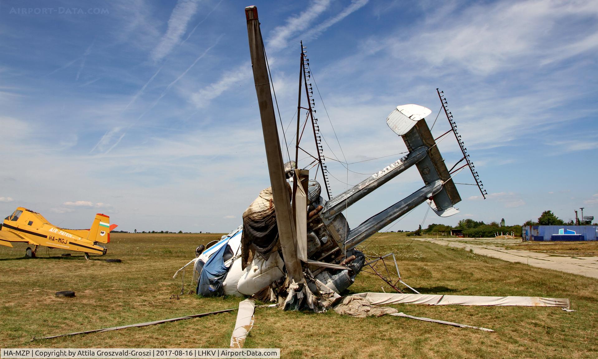 HA-MZP, 1976 Kamov Ka-26 Hoodlum C/N 7605416, Kaposújlak Airport, Hungary - 2017-06-23. Due to wind storms in Kaposújlak, it broke down on the ground.