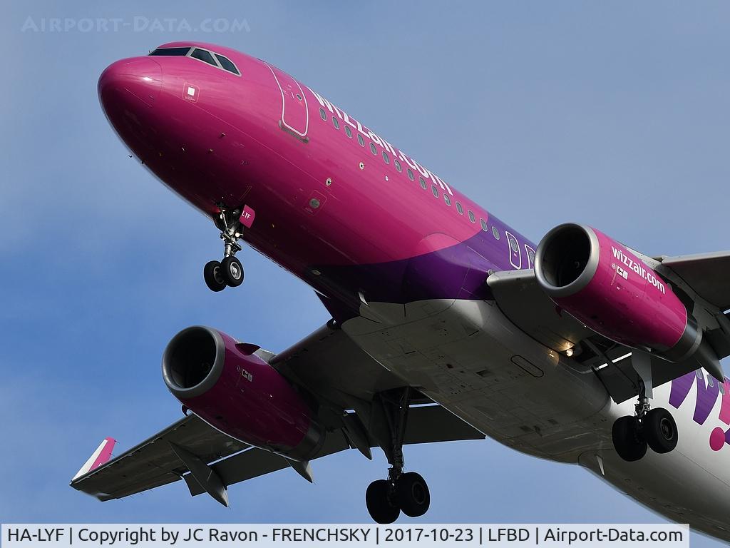 HA-LYF, 2014 Airbus A320-232 C/N 6195, Wizz Air W62257 from Budapest landing runway 23