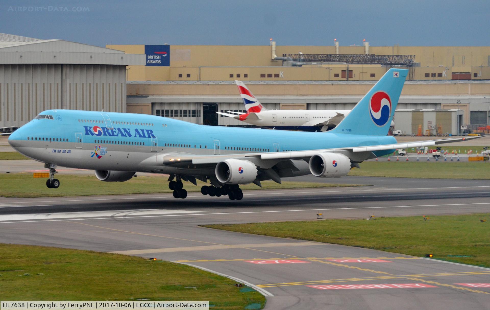 HL7638, 2016 Boeing 747-8B5 C/N 60408, Korean B748 touching down in LHR