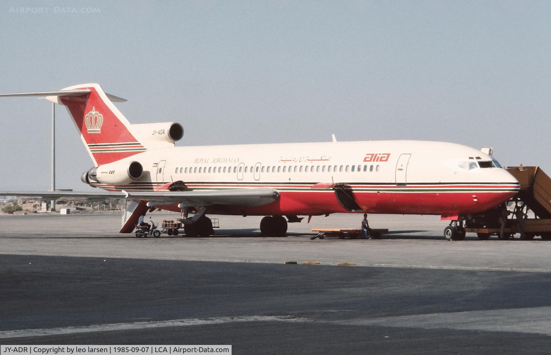 JY-ADR, 1974 Boeing 727-2D3 C/N 20885, Larnaca Cyprus 7.9.1985