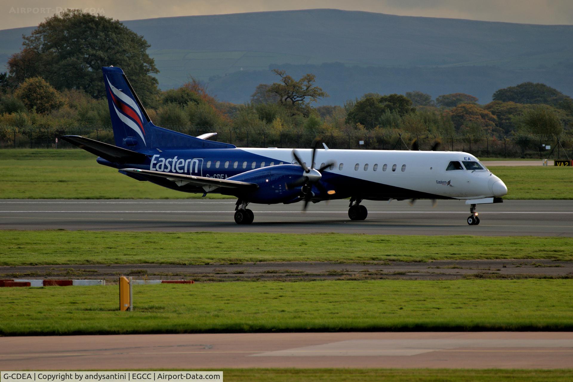 G-CDEA, 1994 Saab 2000 C/N 2000-009, just landed on runway [23R]