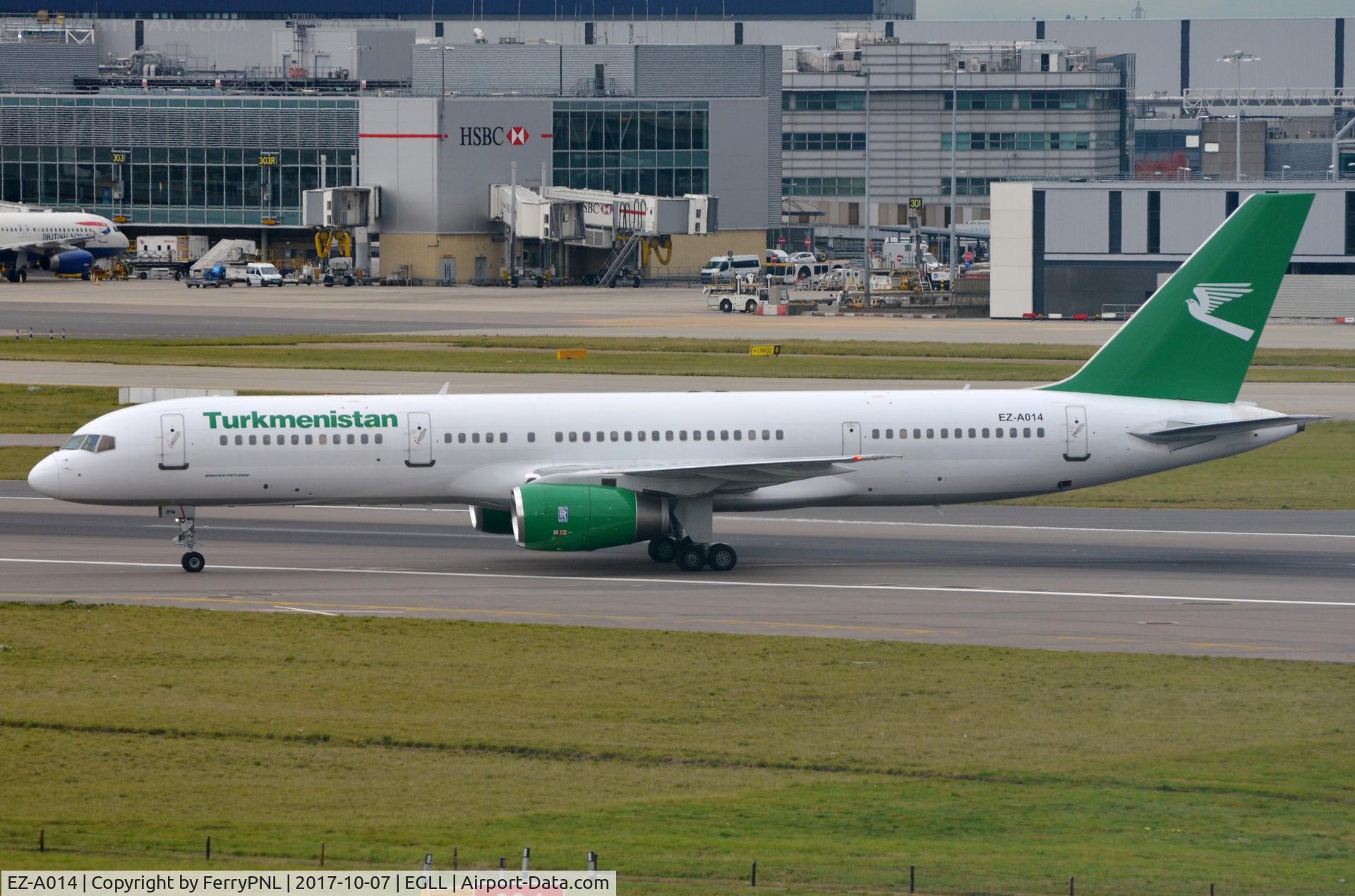 EZ-A014, 2001 Boeing 757-22K C/N 30863, Turkmenistan B752 crossing the runway in LHR.