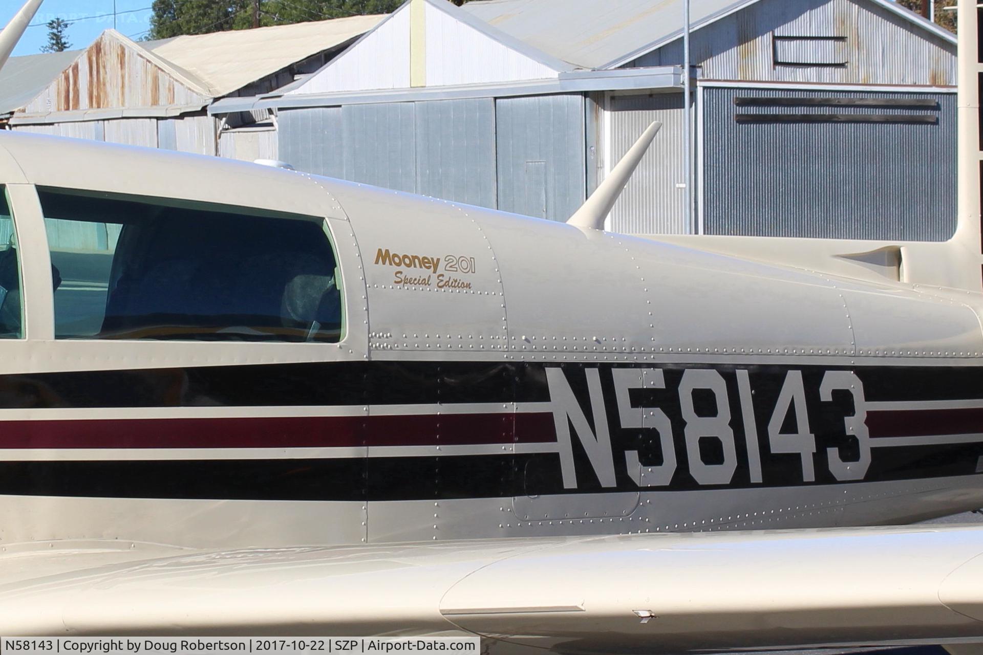 N58143, 1985 Mooney M20J 201 C/N 24-1573, 1985 Mooney M20J 201 Special Edition, Lycoming IO-360 A&C 200 Hp, logo