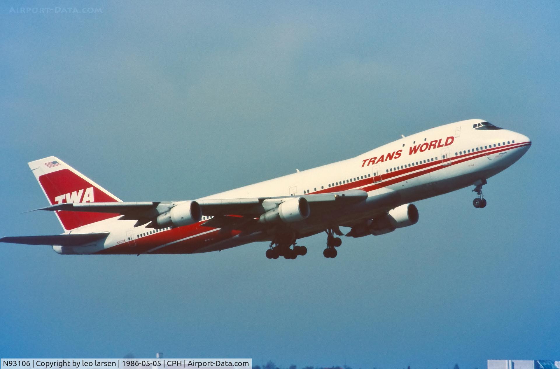N93106, 1970 Boeing 747-131 C/N 19672, Copenhagen 5.5.1986