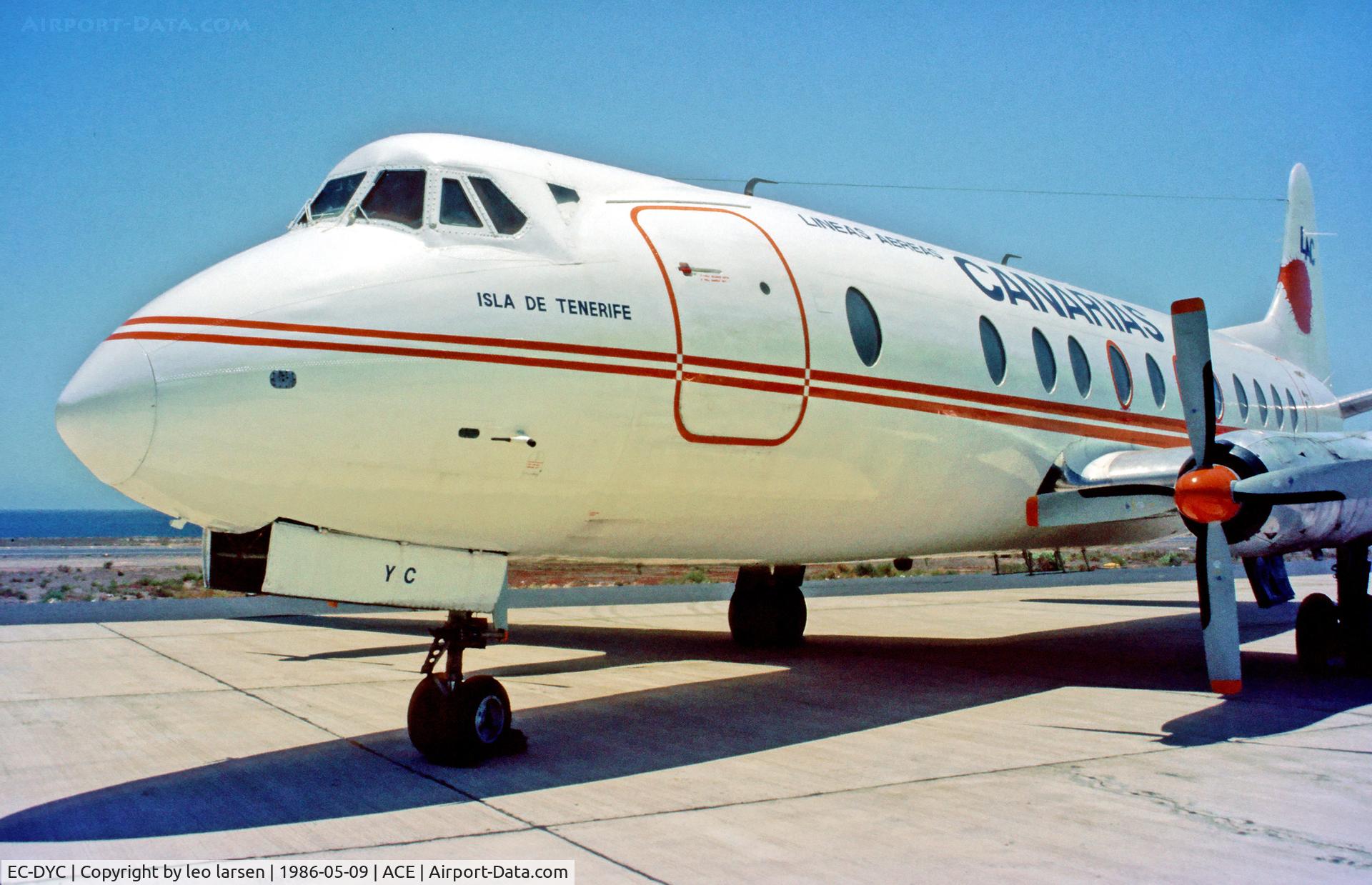 EC-DYC, 1958 Vickers Viscount 806 C/N 262, Lanzarote 9.5.1986