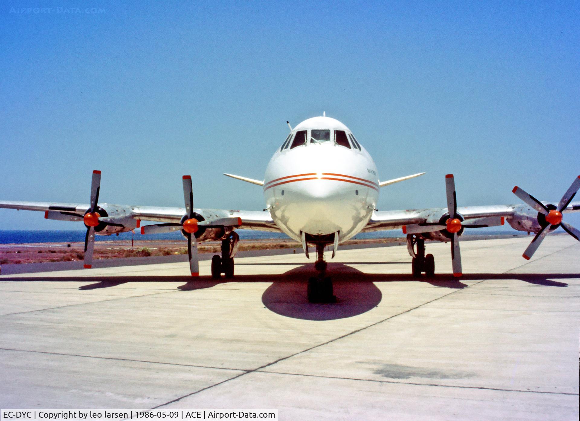 EC-DYC, 1958 Vickers Viscount 806 C/N 262, Lanzarote 9.5.1986