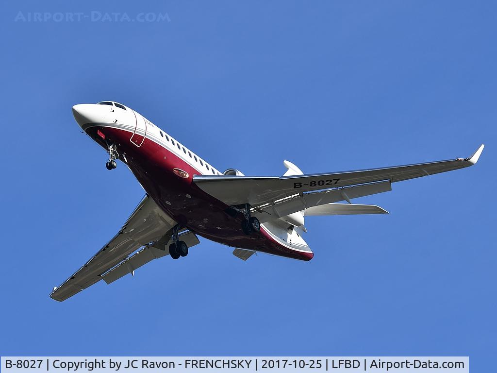 B-8027, 2009 Dassault Falcon 7X C/N 63, Capital Airlines landing runway 23