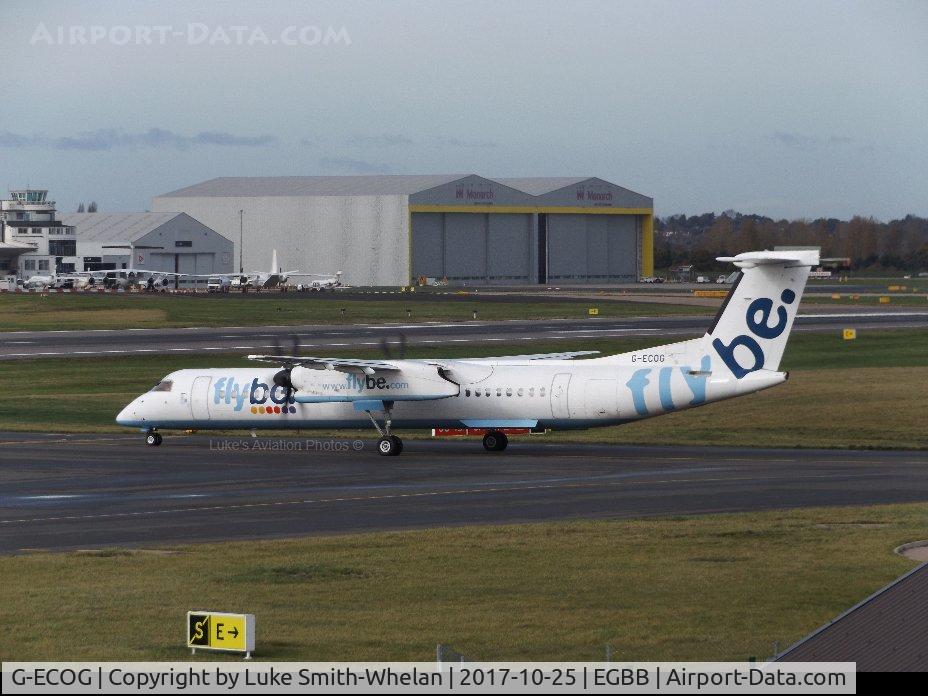 G-ECOG, 2008 De Havilland Canada DHC-8-402Q Dash 8 C/N 4220, Awaiting departure at Birmingham Airport.
