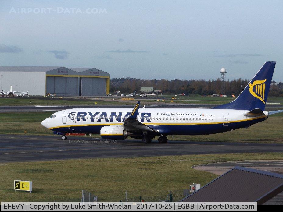 EI-EVY, 2012 Boeing 737-8AS C/N 40319, Awaiting departure from Birmingham Airport.