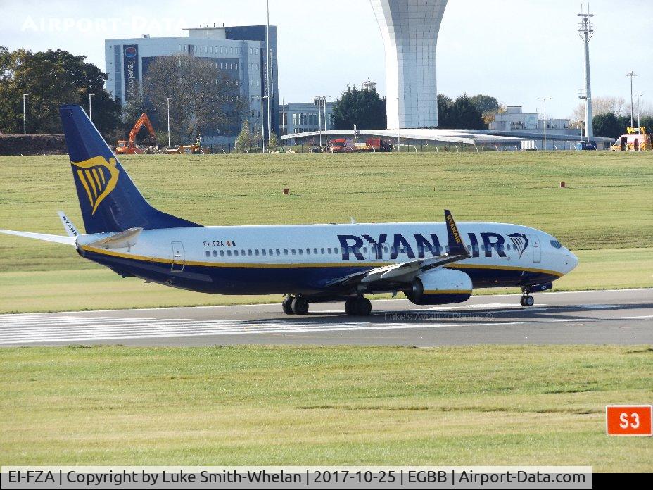 EI-FZA, 2017 Boeing 737-800 C/N 44774, Awaiting departure from Birmingham Airport.