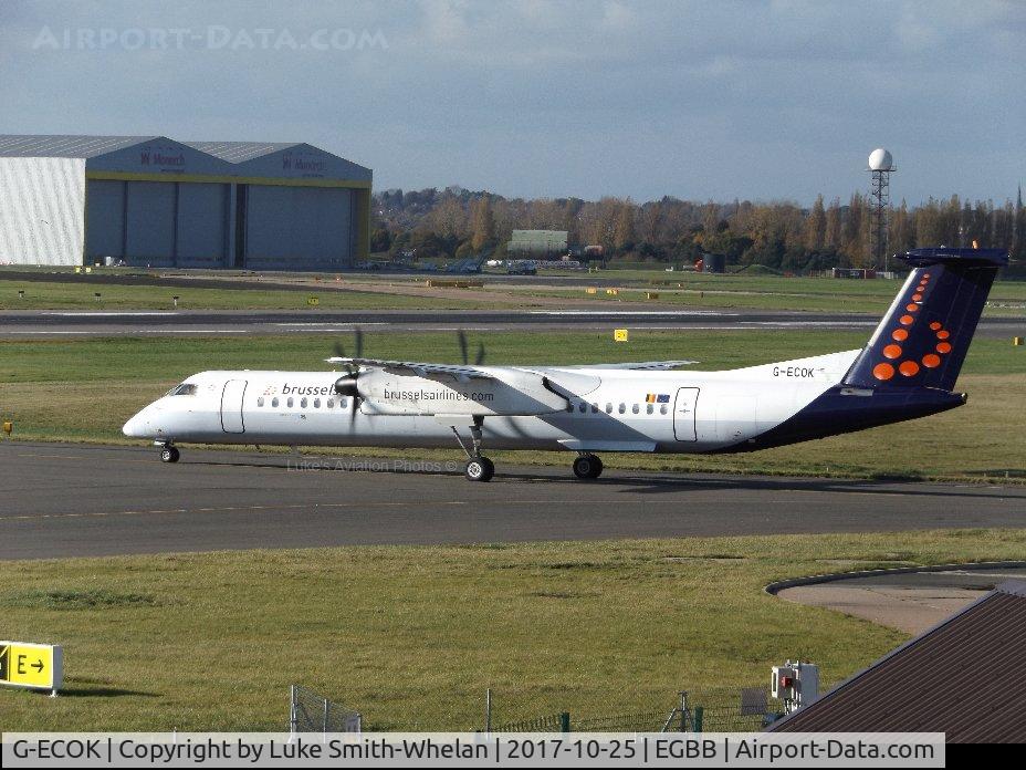 G-ECOK, 2008 Bombardier DHC-8-402Q Dash 8 C/N 4230, Awaiting departure from Birmingham Airport.