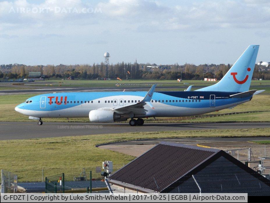 G-FDZT, 2011 Boeing 737-8K5 C/N 37248, Awaiting departure from Birmingham Airport.