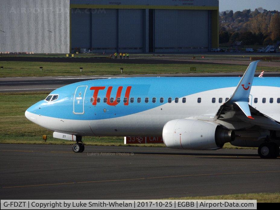 G-FDZT, 2011 Boeing 737-8K5 C/N 37248, Awaiting departure from Birmingham Airport.