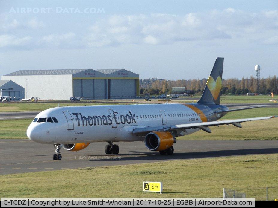 G-TCDZ, 1999 Airbus A321-211 C/N 1006, Awaiting departure from Birmingham Airport.