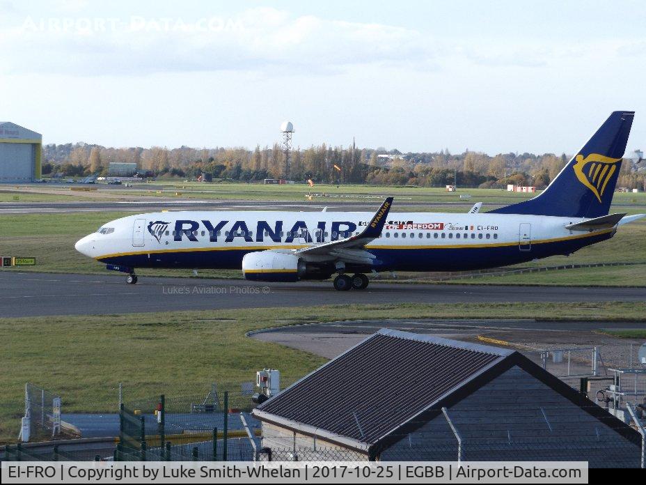 EI-FRO, 2016 Boeing 737-8AS C/N 44742, Awaiting departure from Birmingham Airport.