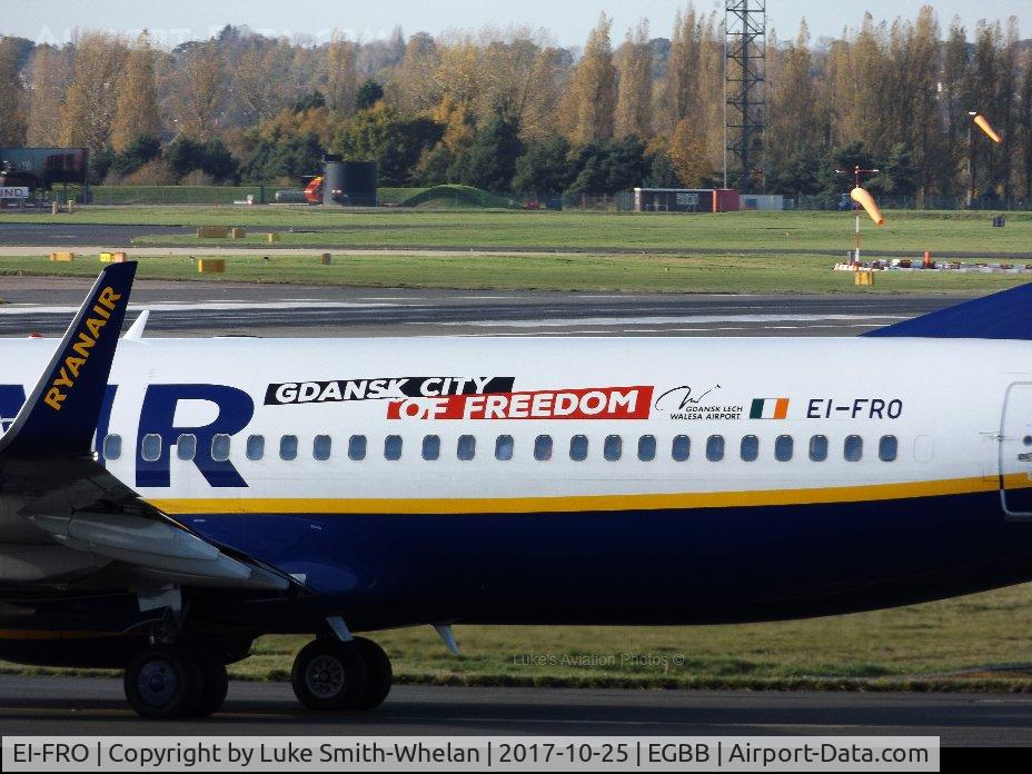 EI-FRO, 2016 Boeing 737-8AS C/N 44742, Awaiting departure from Birmingham Airport.