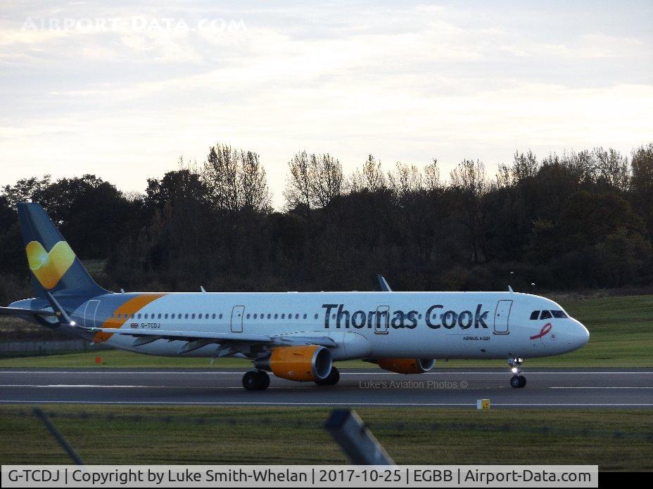 G-TCDJ, 2015 Airbus A321-211 C/N 6526, Awaiting departure from Birmingham Airport.