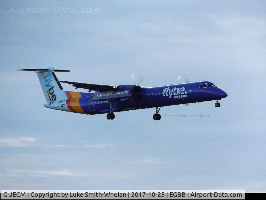 G-JECM, 2005 De Havilland Canada DHC-8-402Q Dash 8 C/N 4118, On approach to Birmingham Airport.