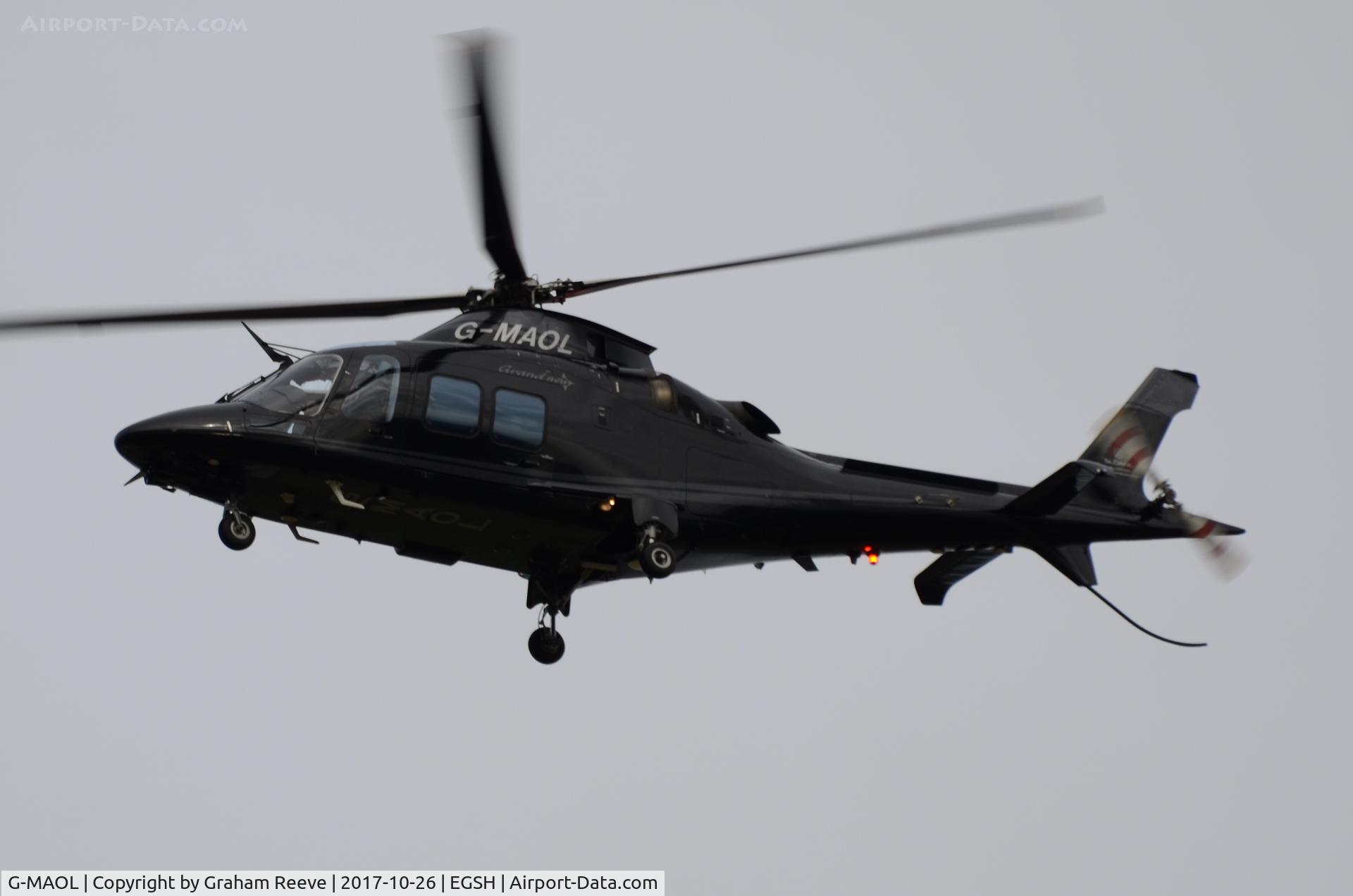 G-MAOL, 2012 AgustaWestland AW-109SP Grand New C/N 22271, Landing at Norwich.