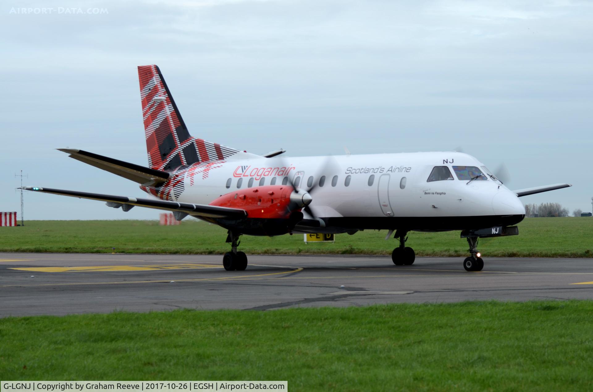 G-LGNJ, 1989 Saab 340B C/N 340B-173, Just landed at Norwich.