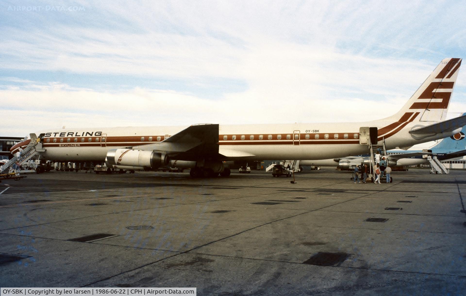 OY-SBK, 1968 Douglas DC-8-63 C/N 45923, Copenhagen 22.6.1986