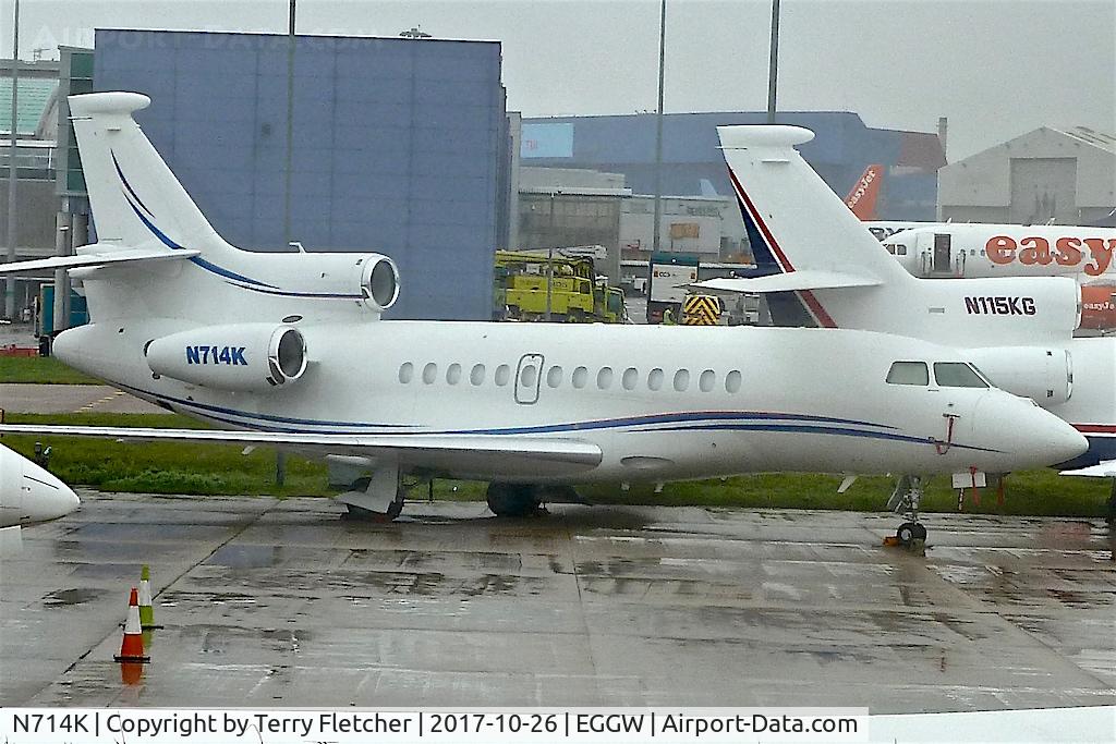 N714K, 2010 Dassault Falcon 7X C/N 100, At London-Luton Airport