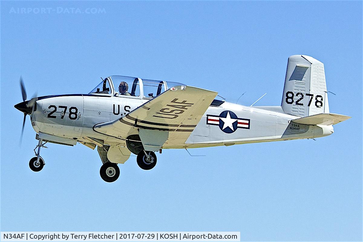 N34AF, Beech (CCF) T-34A (A45) Mentor C/N CCF34-51, at 2017 EAA AirVenture at Oshkosh