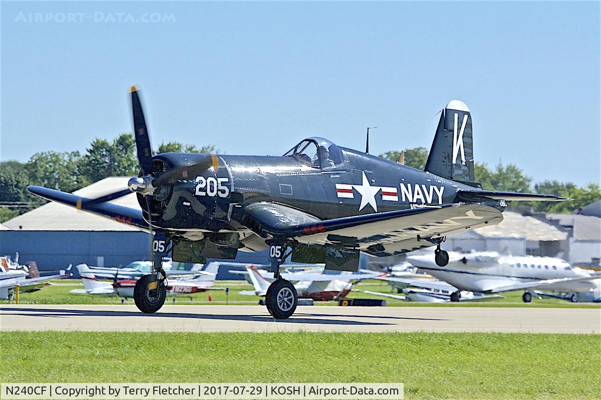 N240CF, 1945 Vought F4U-4 Corsair C/N 9513, at 2017 EAA AirVenture at Oshkosh
