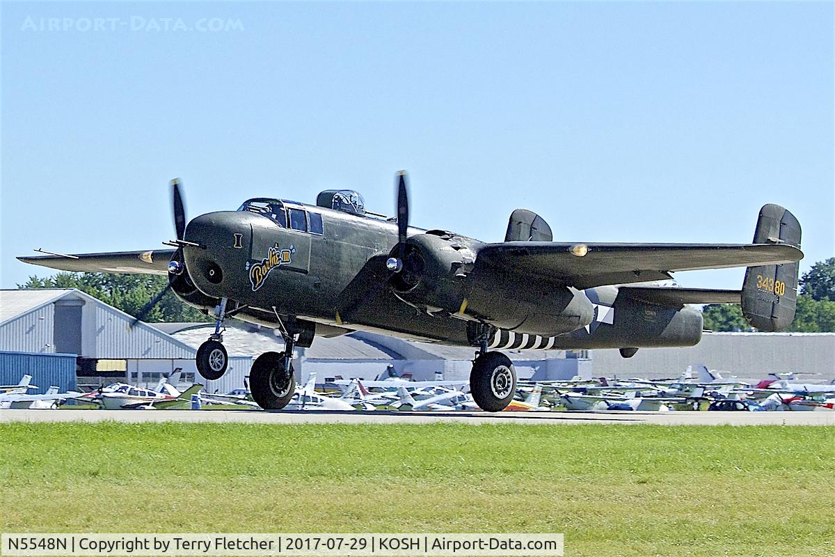 N5548N, 1943 North American B-25H Mitchell C/N 98-21107, at 2017 EAA AirVenture at Oshkosh